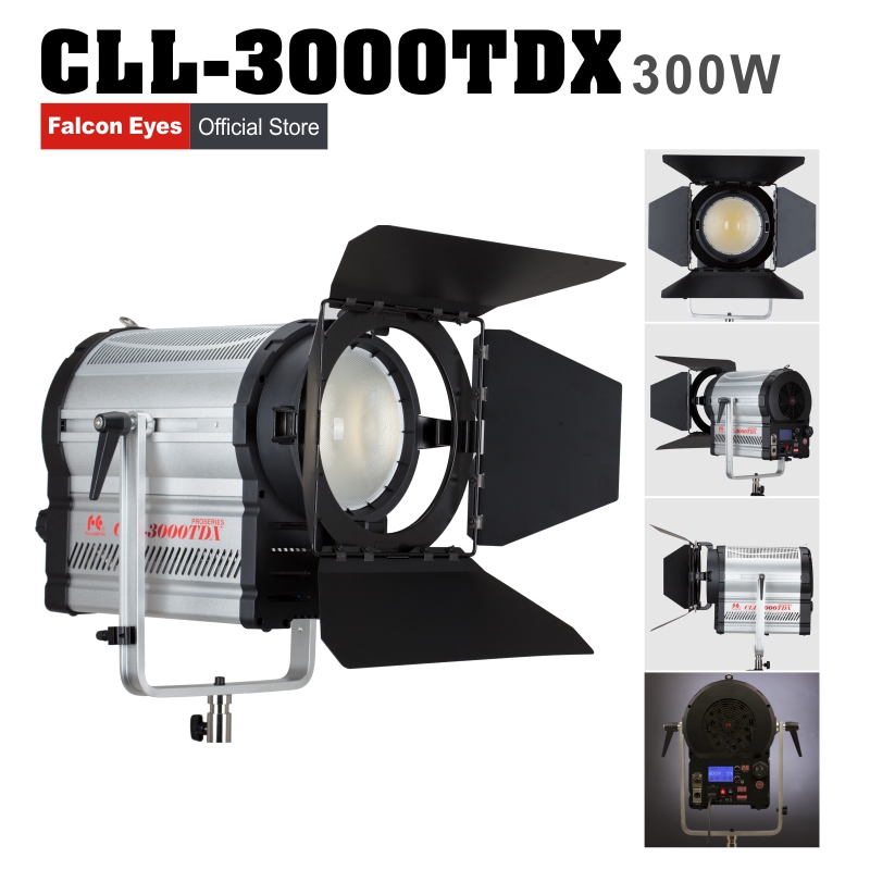 Falconeyes 300 w 프레 넬 스튜디오 빛 사진 램프 색 온도 조정 가능한 밝기 lcd 및 터치 패널 CLL-3000TDX